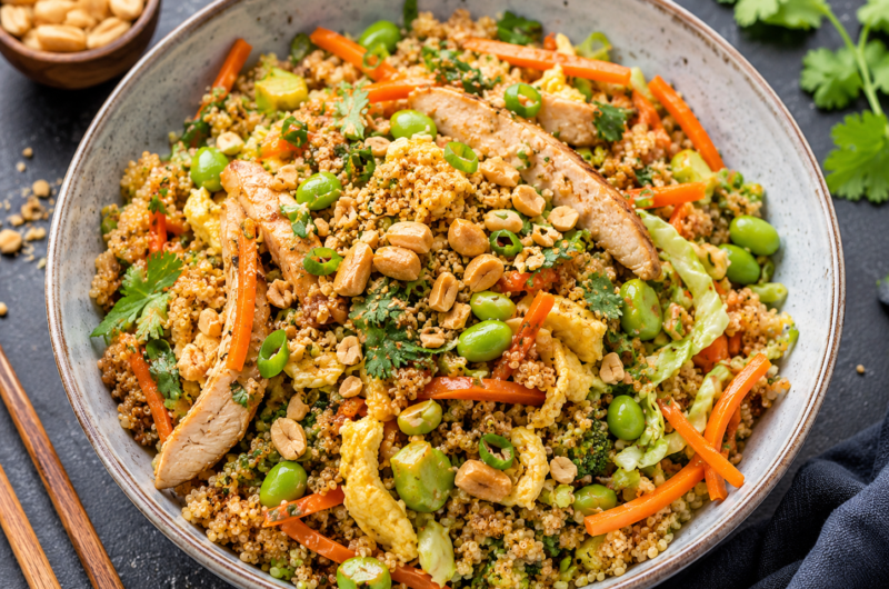 High Protein Pad Thai Quinoa Bowl